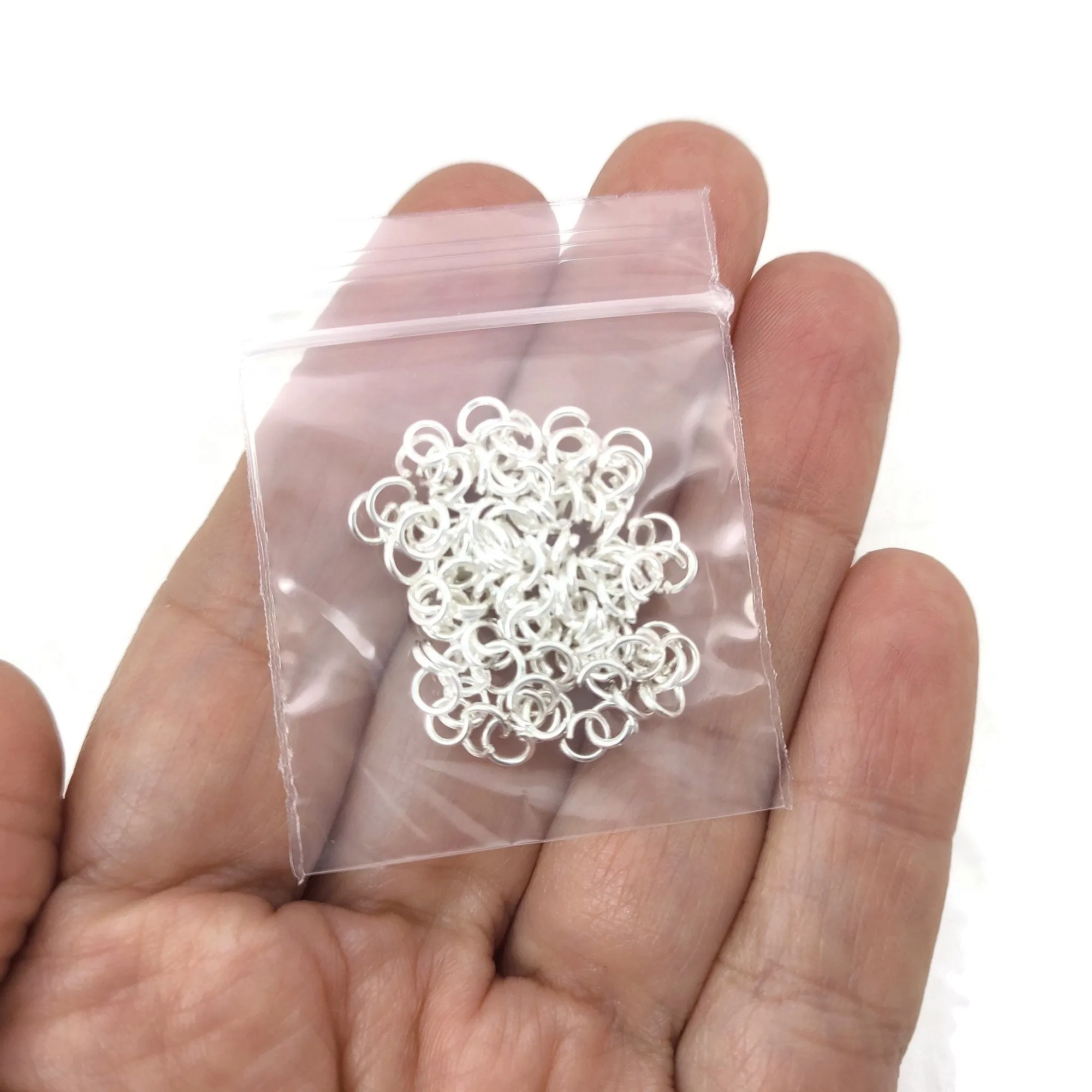 100 Hypoallergenic silver jump rings, 4mm, 5mm, 6mm, 7mm, 8mm (gauge 21)