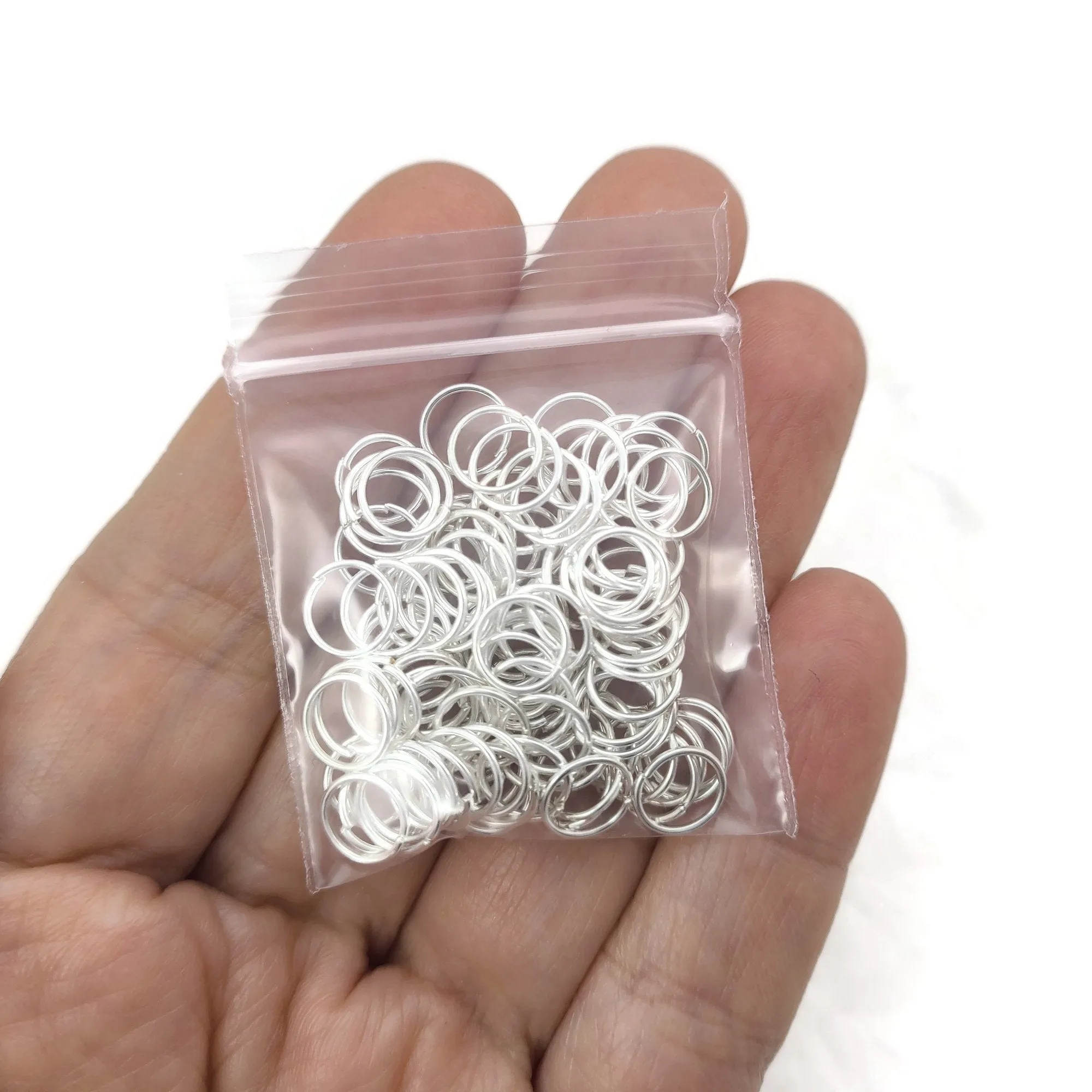 100 Hypoallergenic silver jump rings, 4mm, 5mm, 6mm, 7mm, 8mm (gauge 21)