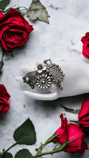 Aanchal Silver Lookalike Oxidised Fusion Ring