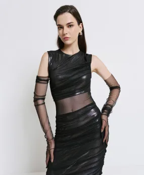 Access Fashion Sheer Black Gloves