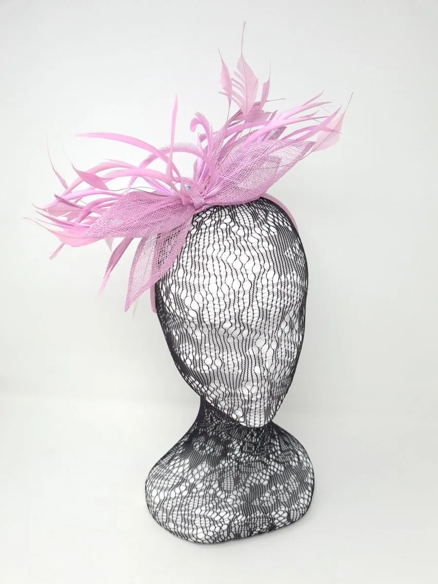 Baby Pink Feather Woven Fascinator