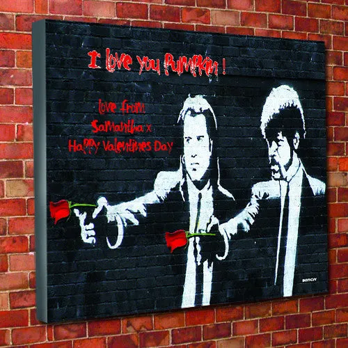 Banksy Pulp Fiction Valentine's Personalised Canvas