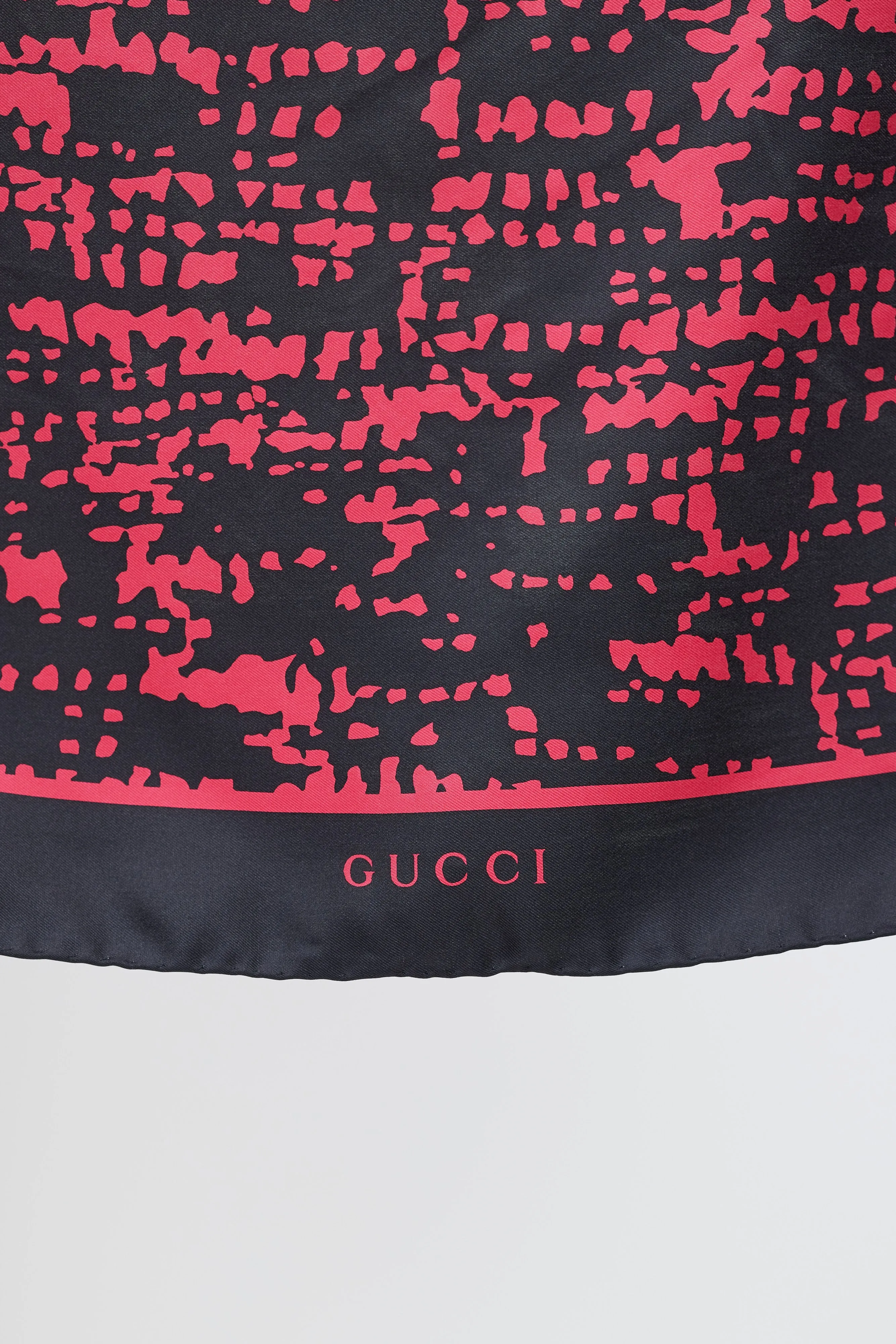 Black & Fuchsia Printed Silk Scarf
