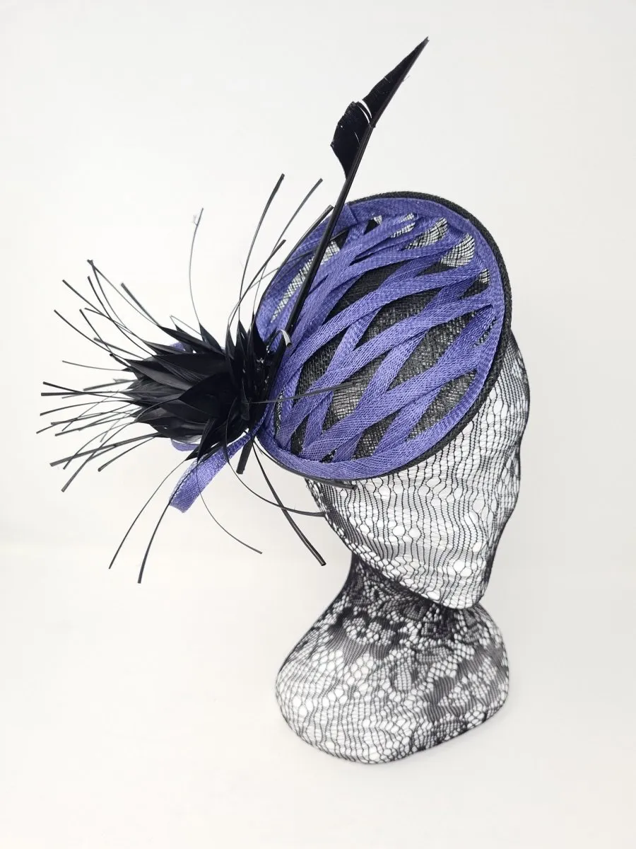Black & Lapis Criss Cross Fascinator