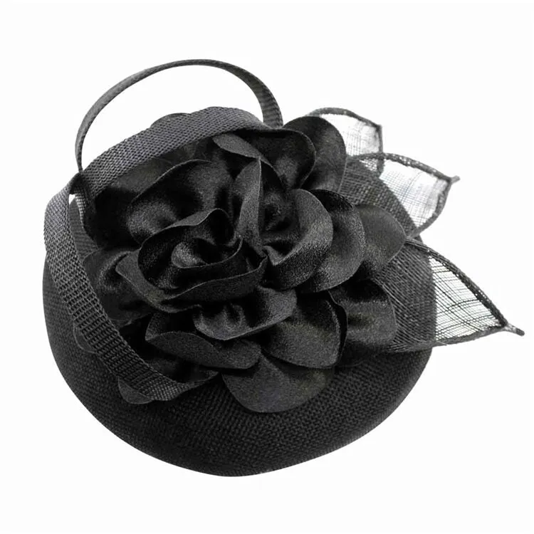 Black Pillbox Flower Bud Fascinator