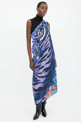 Blue & Multicolour Cashmere & Silk Tyger Tyger 140 Shawl