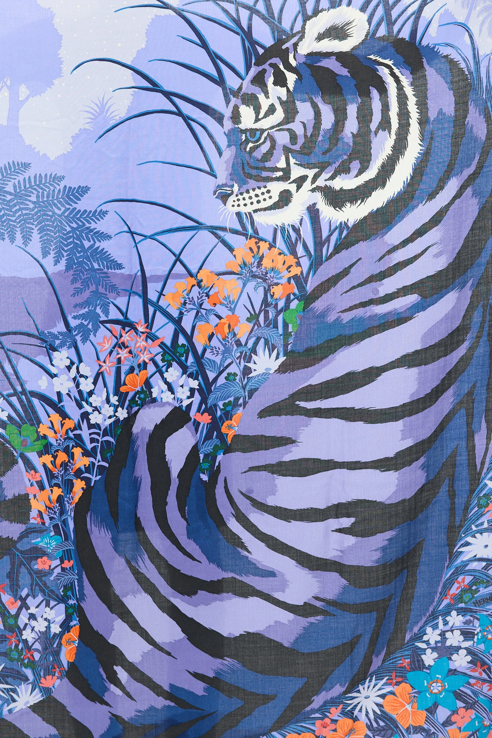 Blue & Multicolour Cashmere & Silk Tyger Tyger 140 Shawl