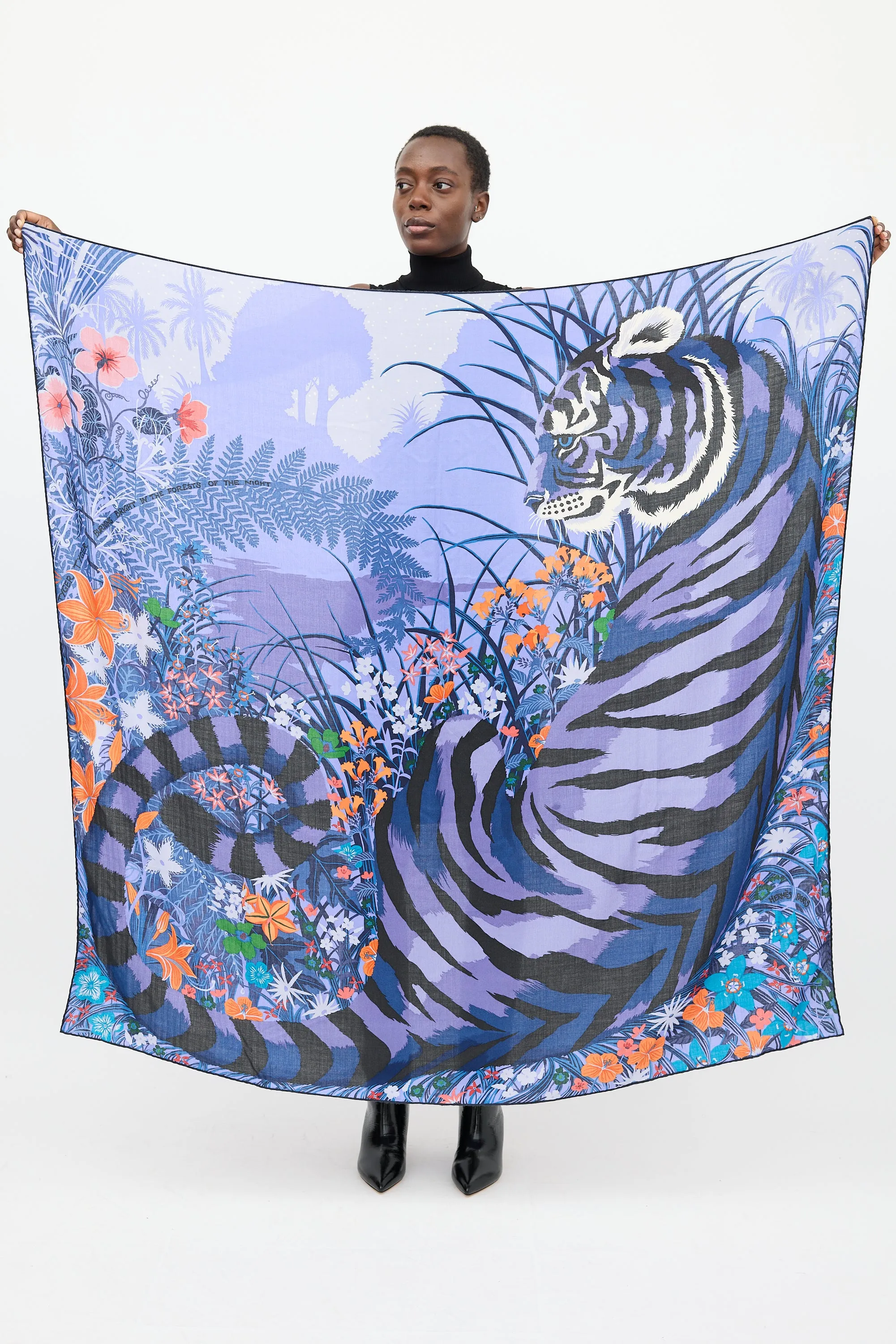 Blue & Multicolour Cashmere & Silk Tyger Tyger 140 Shawl