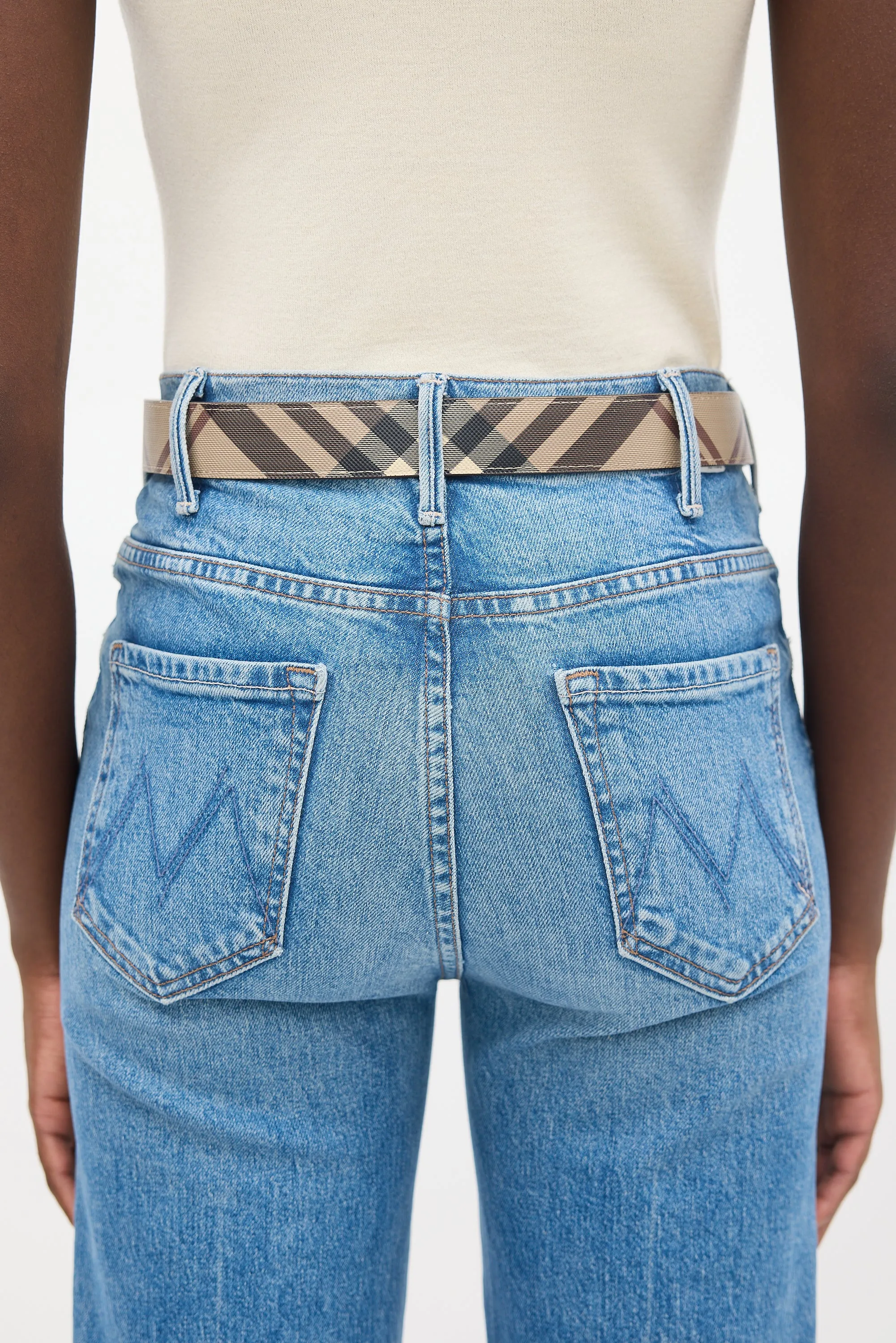Brown & Multicolour Leather Nova Check Reversible Belt