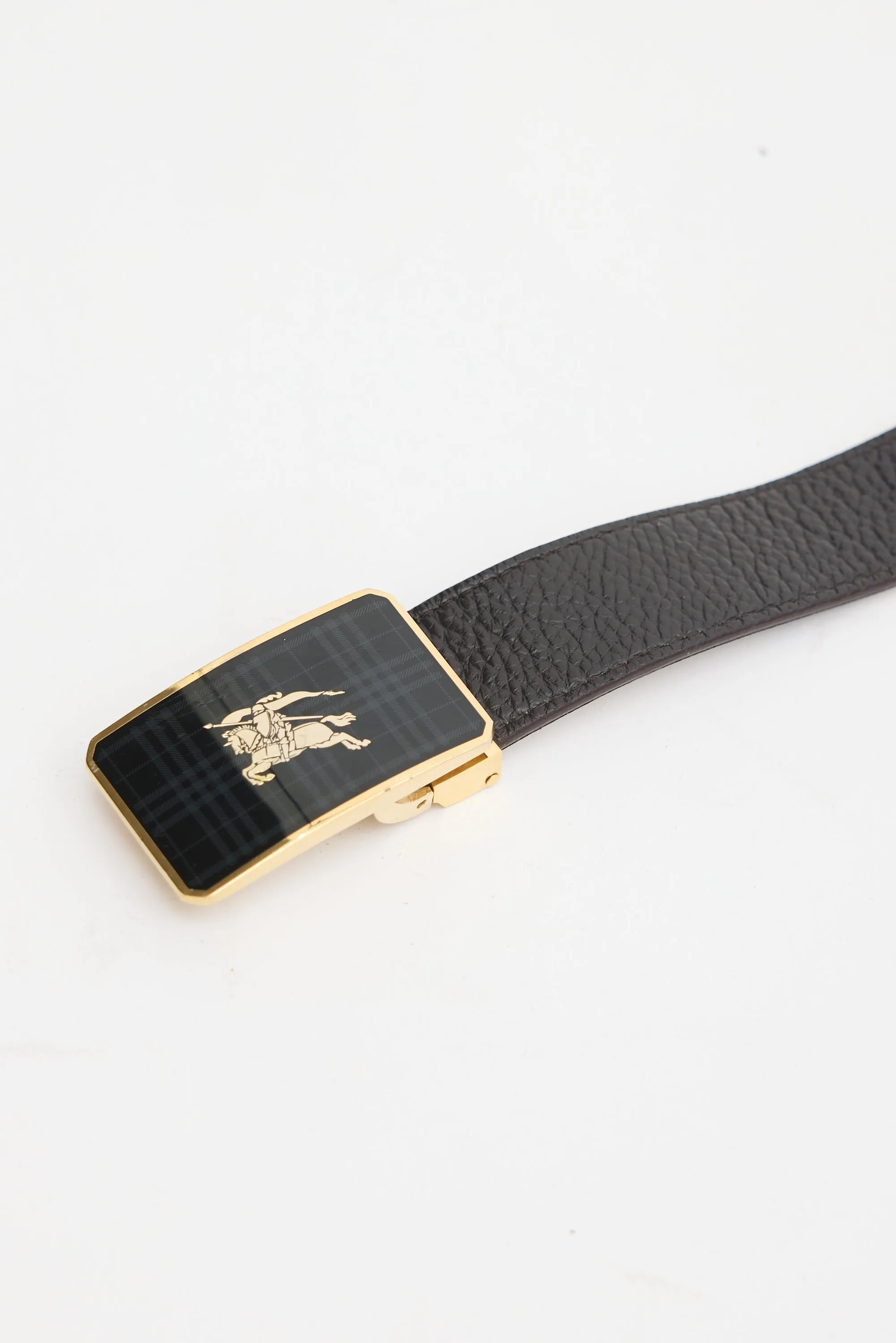 Brown & Multicolour Leather Nova Check Reversible Belt