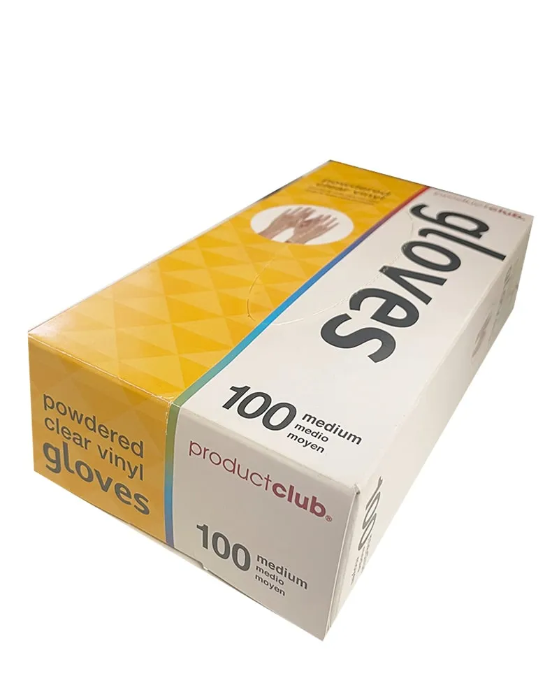 Burmax Product Club Gloves Vinyl Powdered Clear Medium Box/100