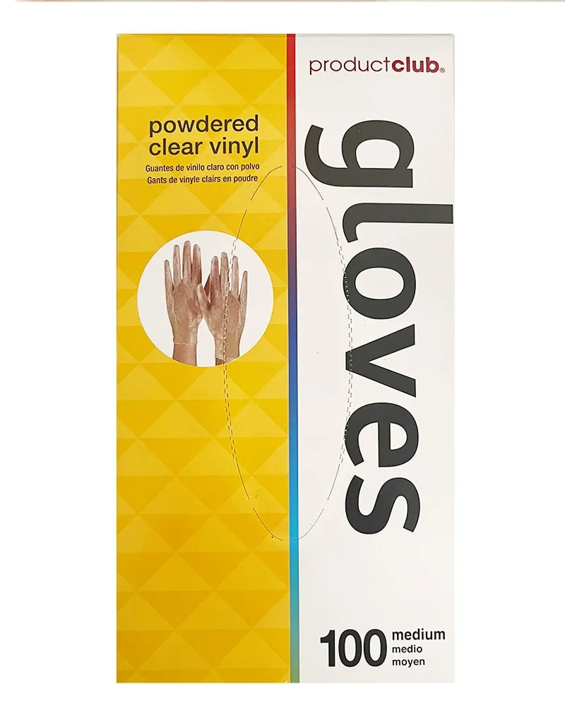 Burmax Product Club Gloves Vinyl Powdered Clear Medium Box/100