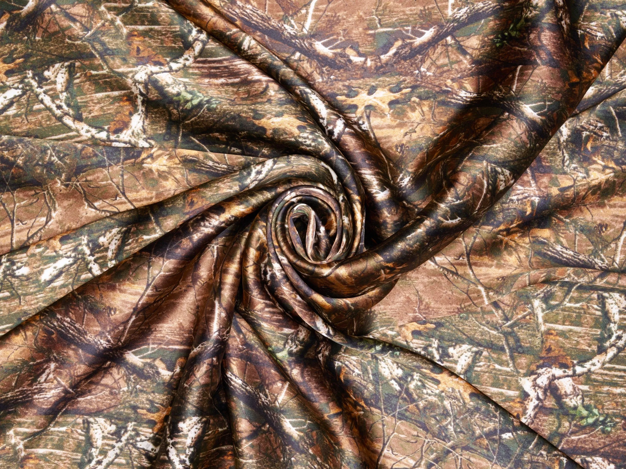 Camouflage charmeuse satin fabric by the yard - MonSar exclusive print