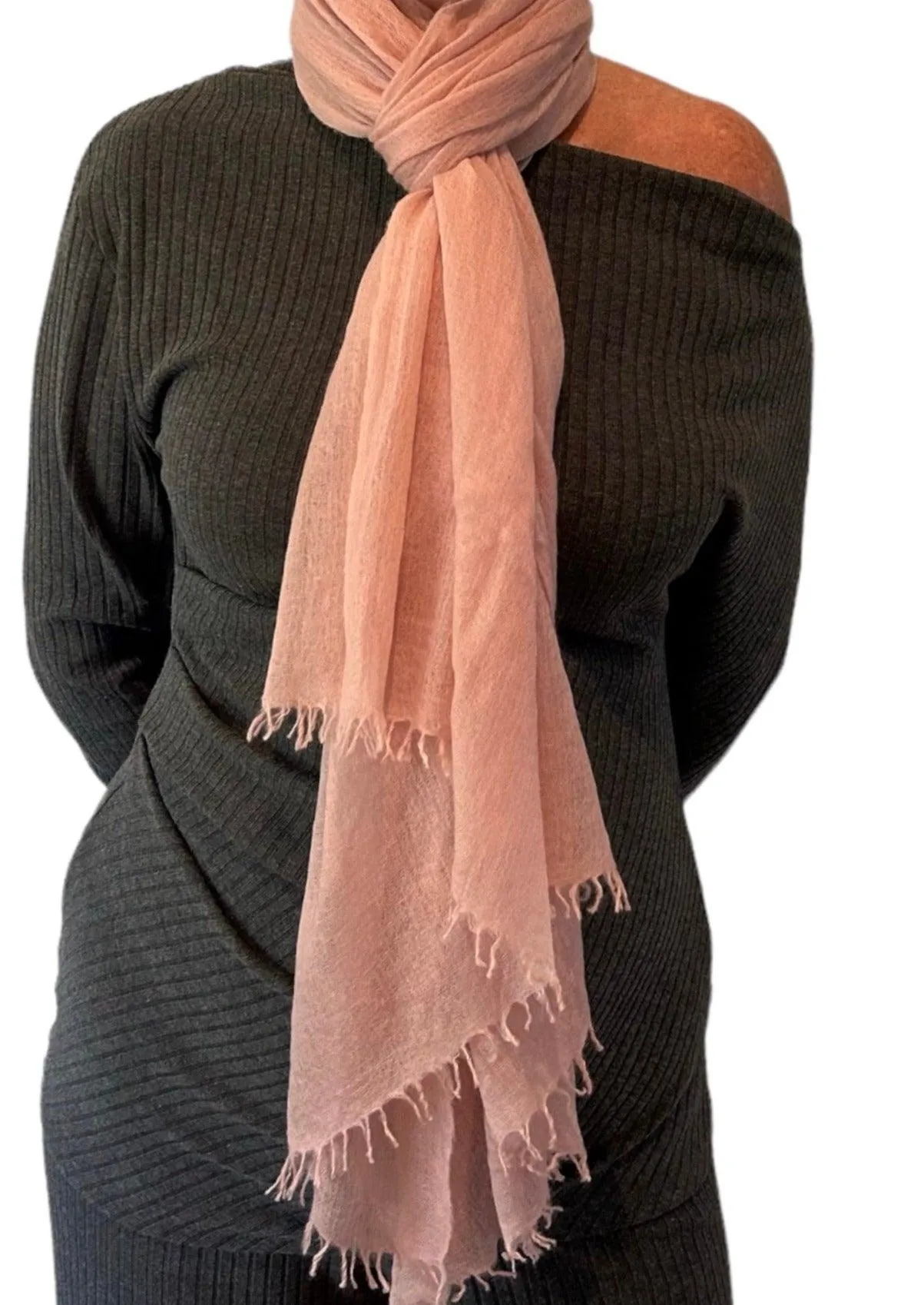 Cashmere Softly Felted Scarf  Hand-Woven- Rose