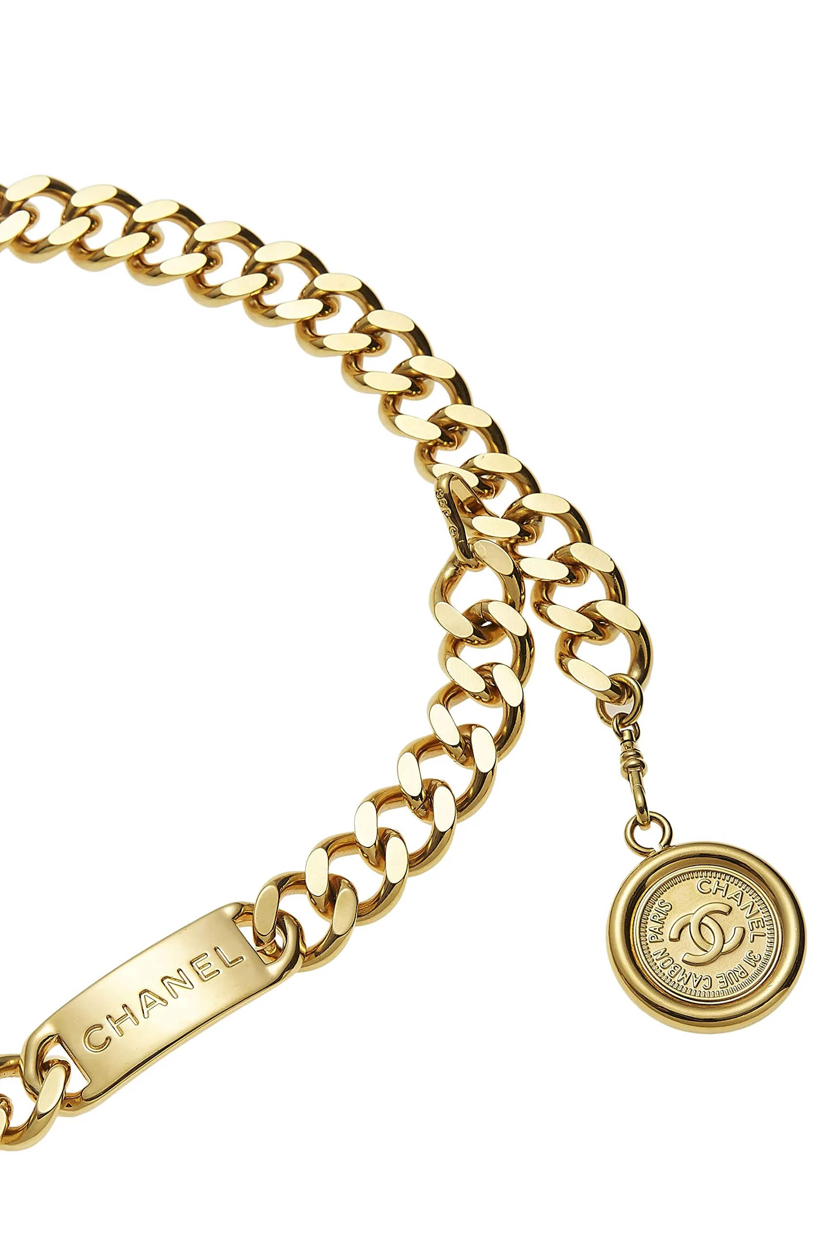 Chanel,  Gold 'CC' Medallion Chain Belt, Gold