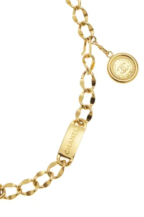 Chanel,  Gold Logo Nameplate Chain Belt, Gold