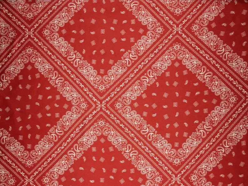 Charmeuse satin fabric by the yard - Bandana Print