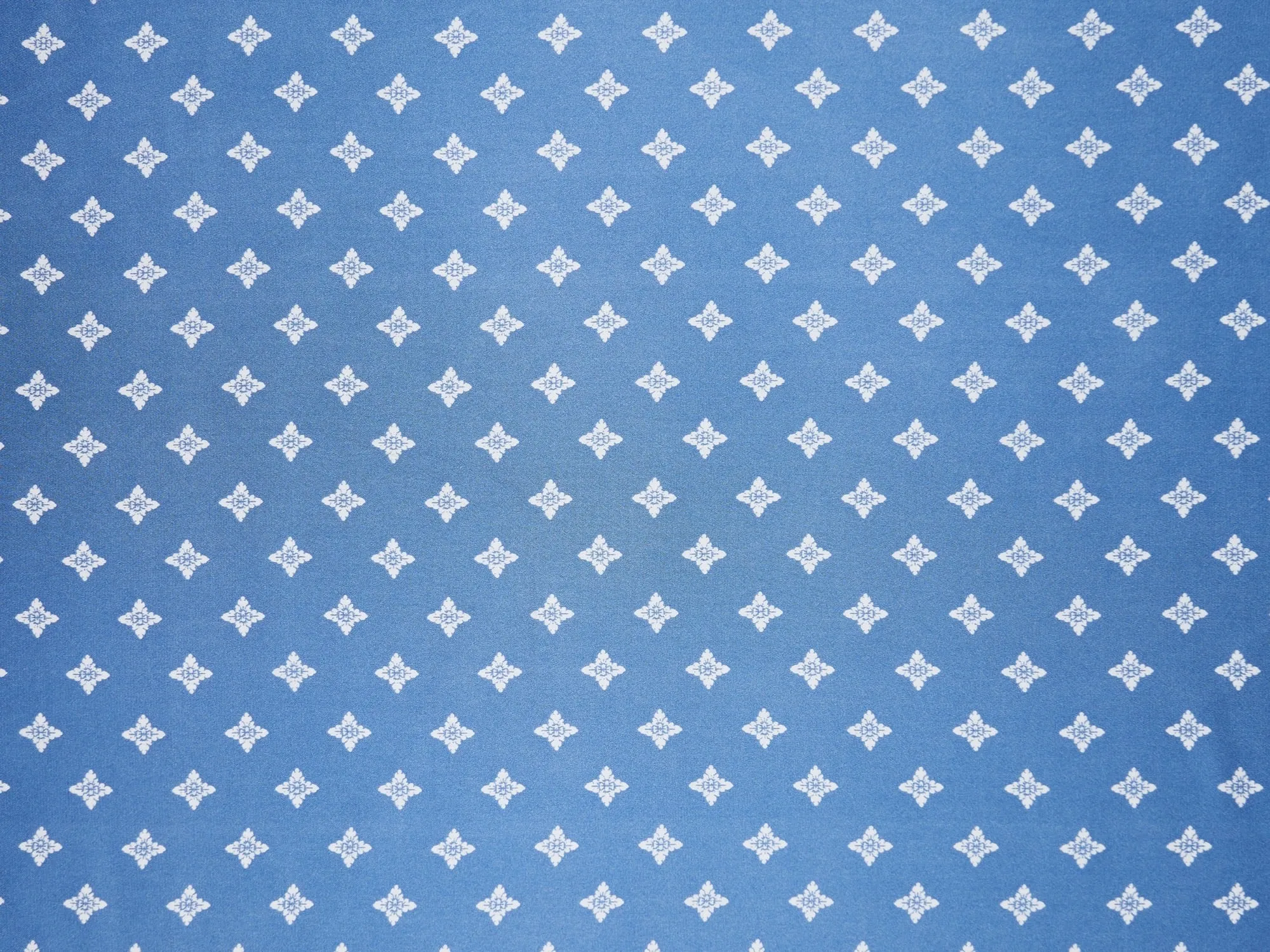 Charmeuse satin fabric by the yard - Blue and white diamond print