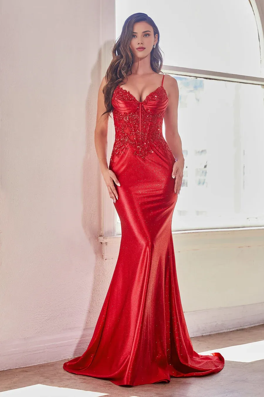 Fashion Evening Dress Applique Satin Mermaid Dress Prom Dresses No With Gloves