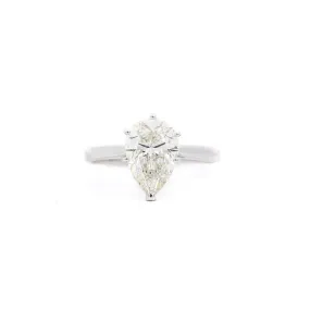GIA Certified 3.40 I/SI2 Pear Cut Diamond Solitaire 18K White Gold Ring