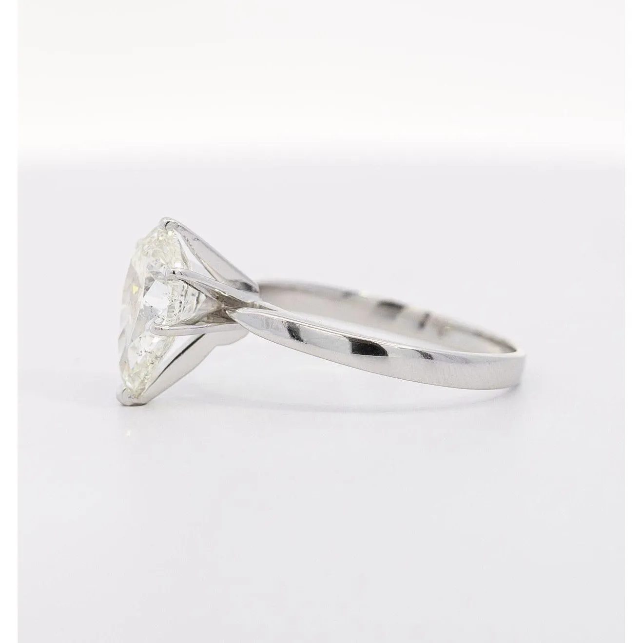 GIA Certified 3.40 I/SI2 Pear Cut Diamond Solitaire 18K White Gold Ring