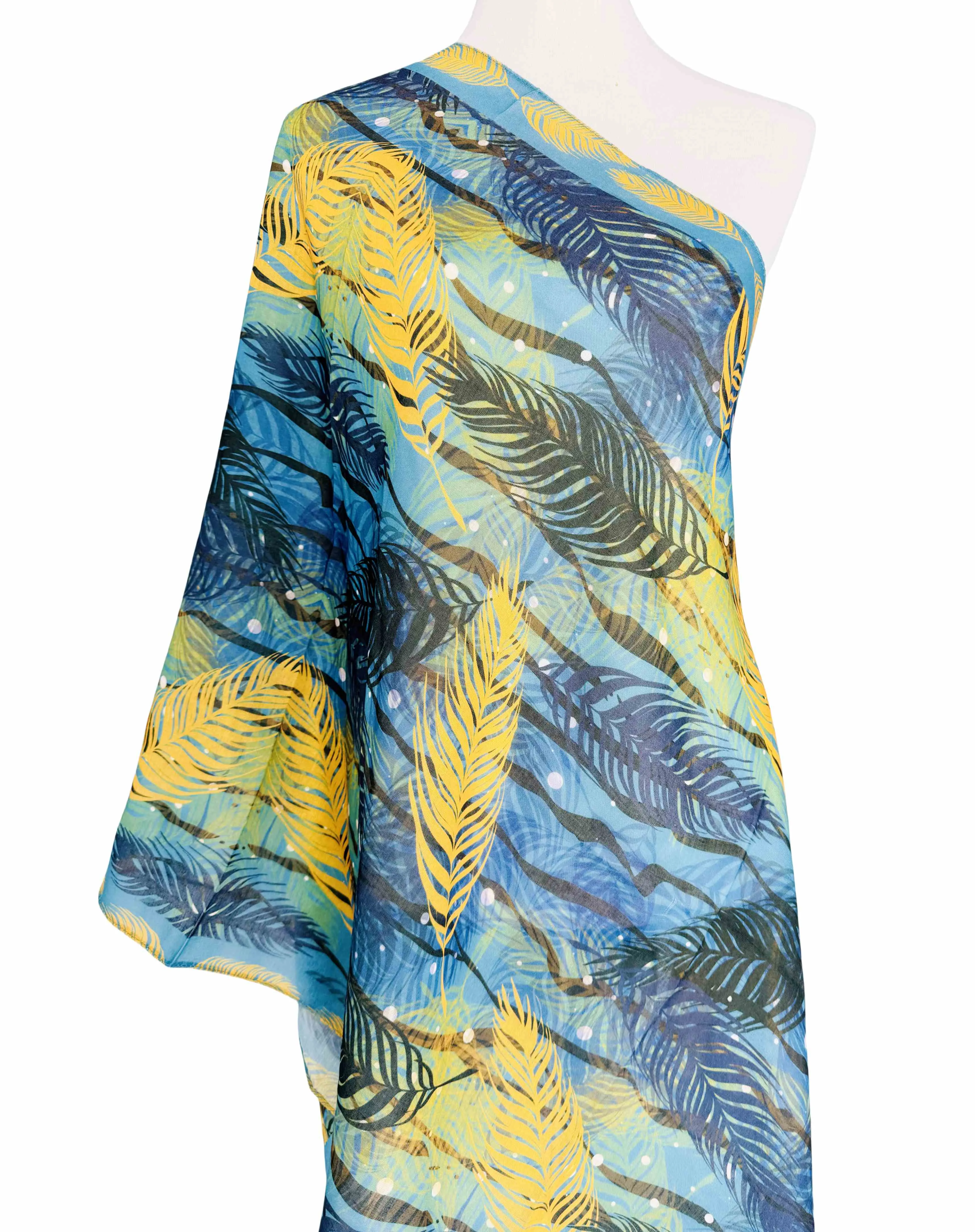 JC071160 Blue-Yellow Feather Scarf