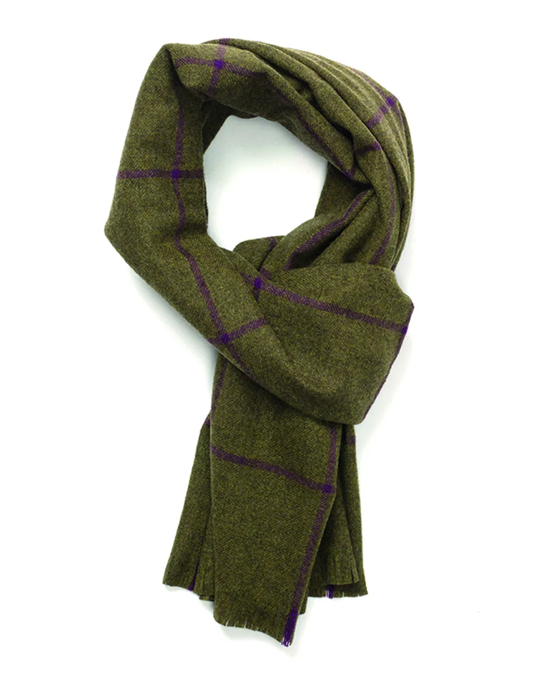 Joshua Ellis Lightweight Windowpane Scarf Purple