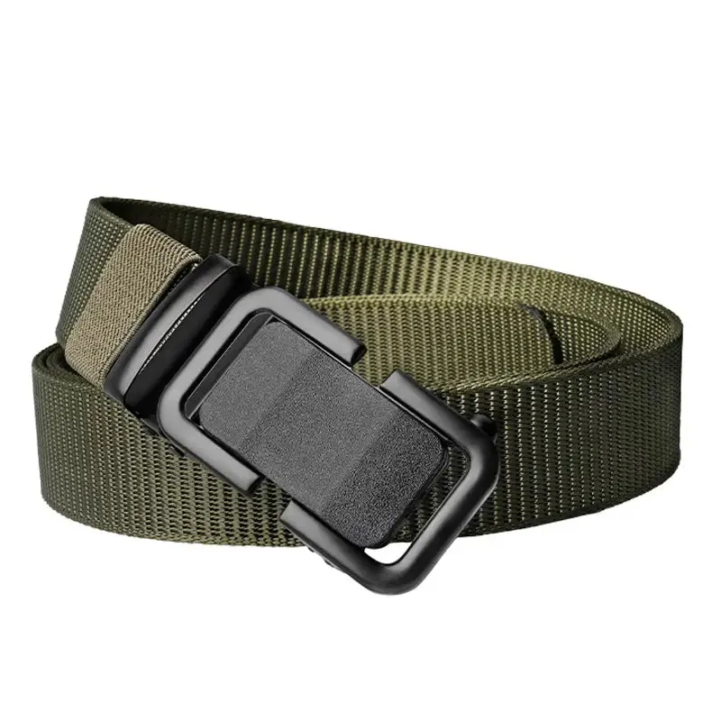 Men's Automatic Metal Buckle Nylon Canvas Webbing Belt