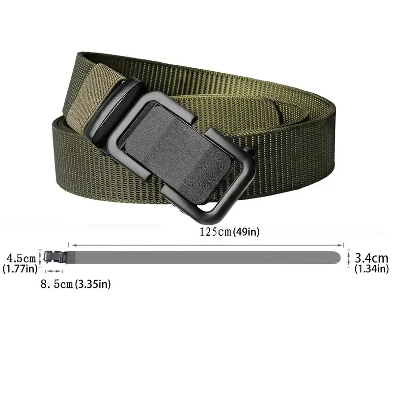 Men's Automatic Metal Buckle Nylon Canvas Webbing Belt