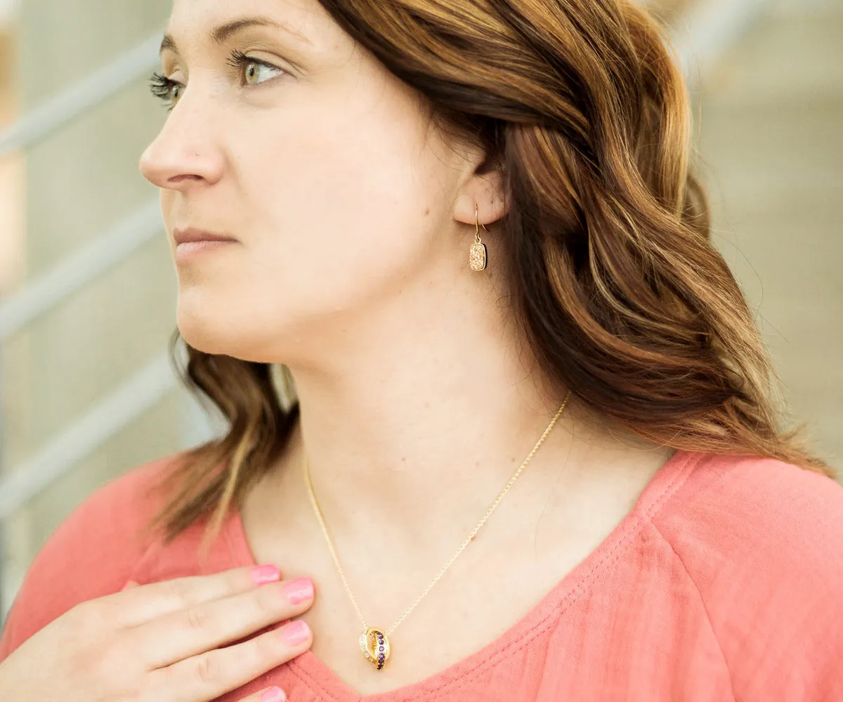 Mother's Interlocking 2 Birthstone Gold Necklace