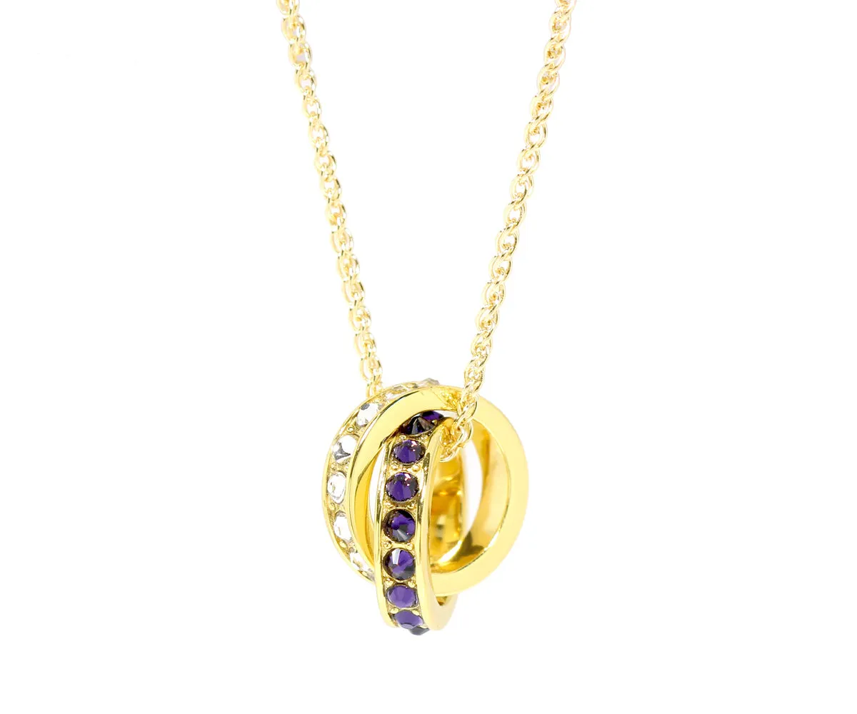 Mother's Interlocking 2 Birthstone Gold Necklace