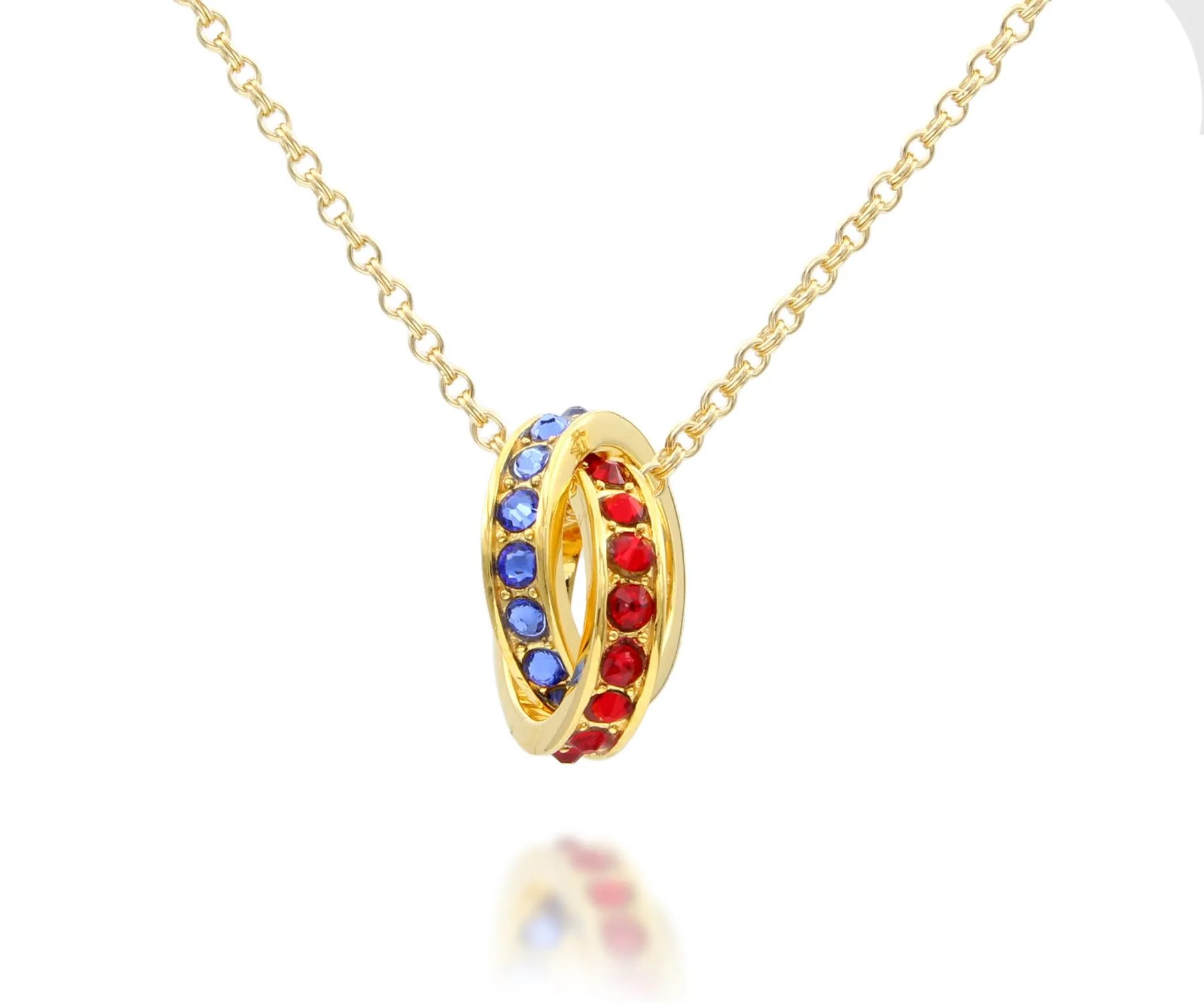 Mother's Interlocking 2 Birthstone Gold Necklace
