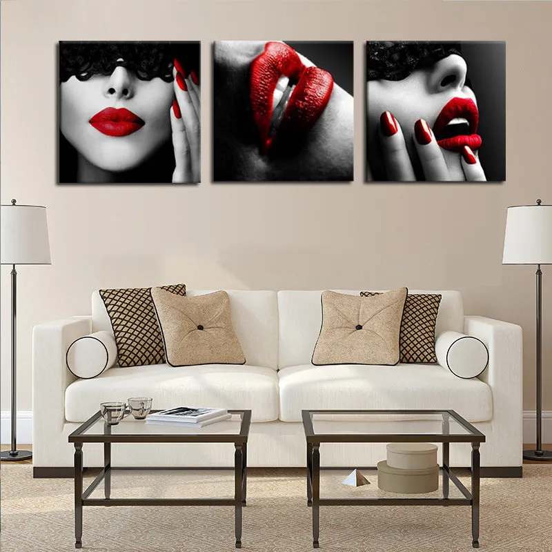 Nordic Wall Art Pictures Prints Canvas Painting Fashion Women Sexy Red Lips Nails Art Posters Beauty Shop Home Decor No Frame