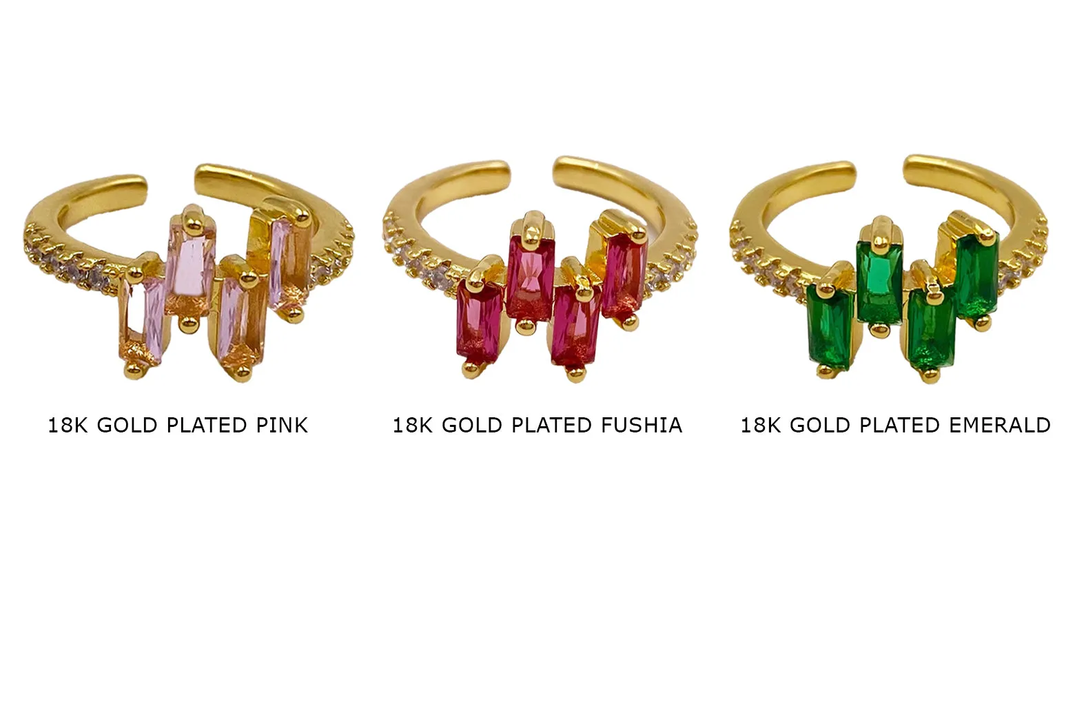 RBO1018 Cubic Zirconia Baguette Rings