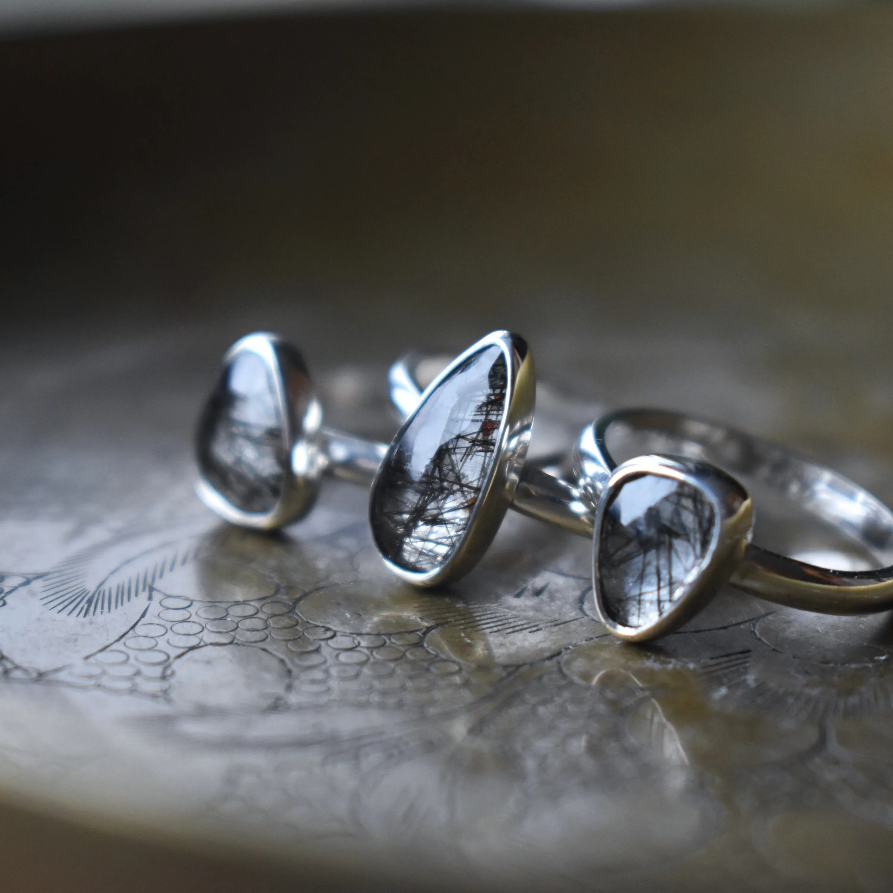 Rutile Quartz Rosecut Rings