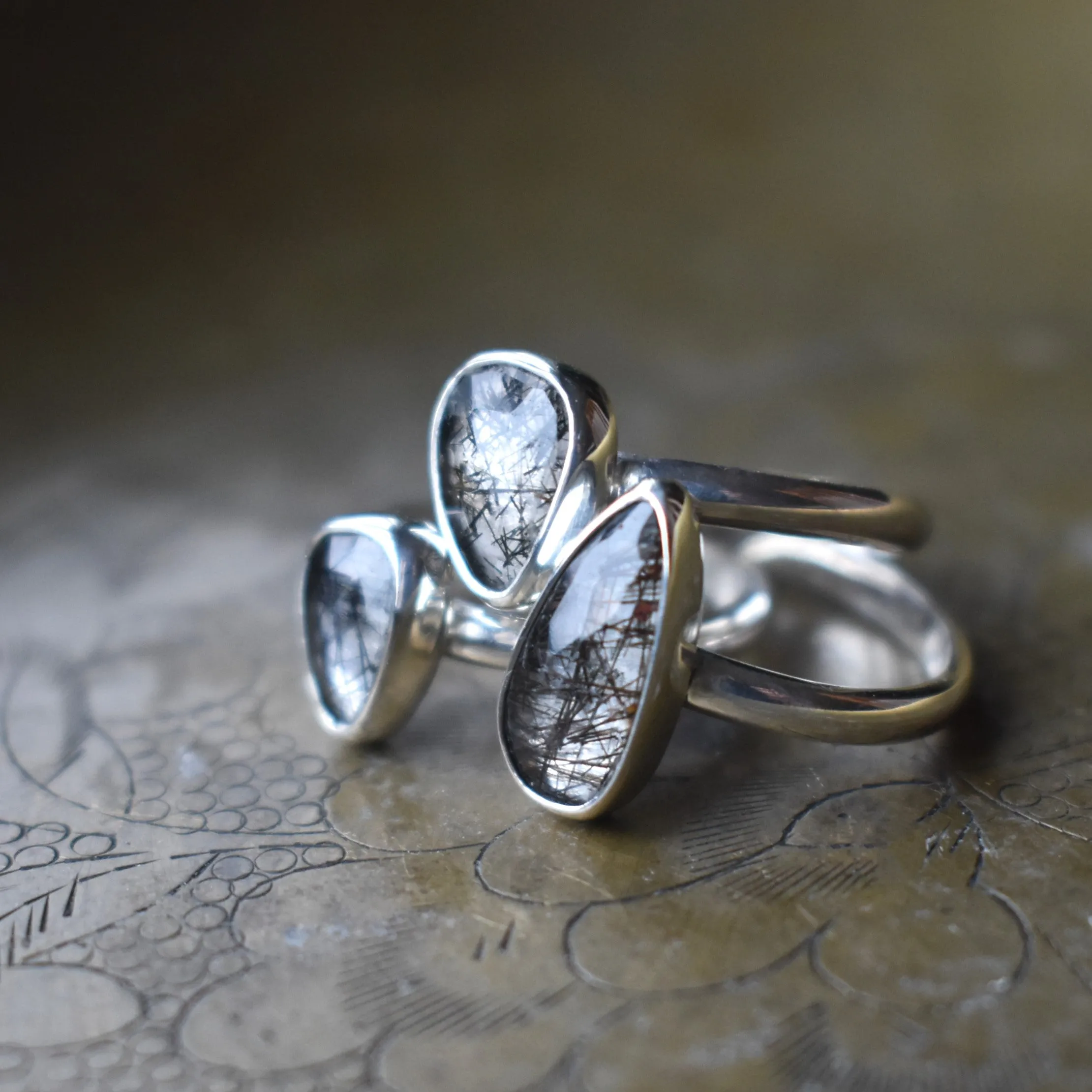 Rutile Quartz Rosecut Rings