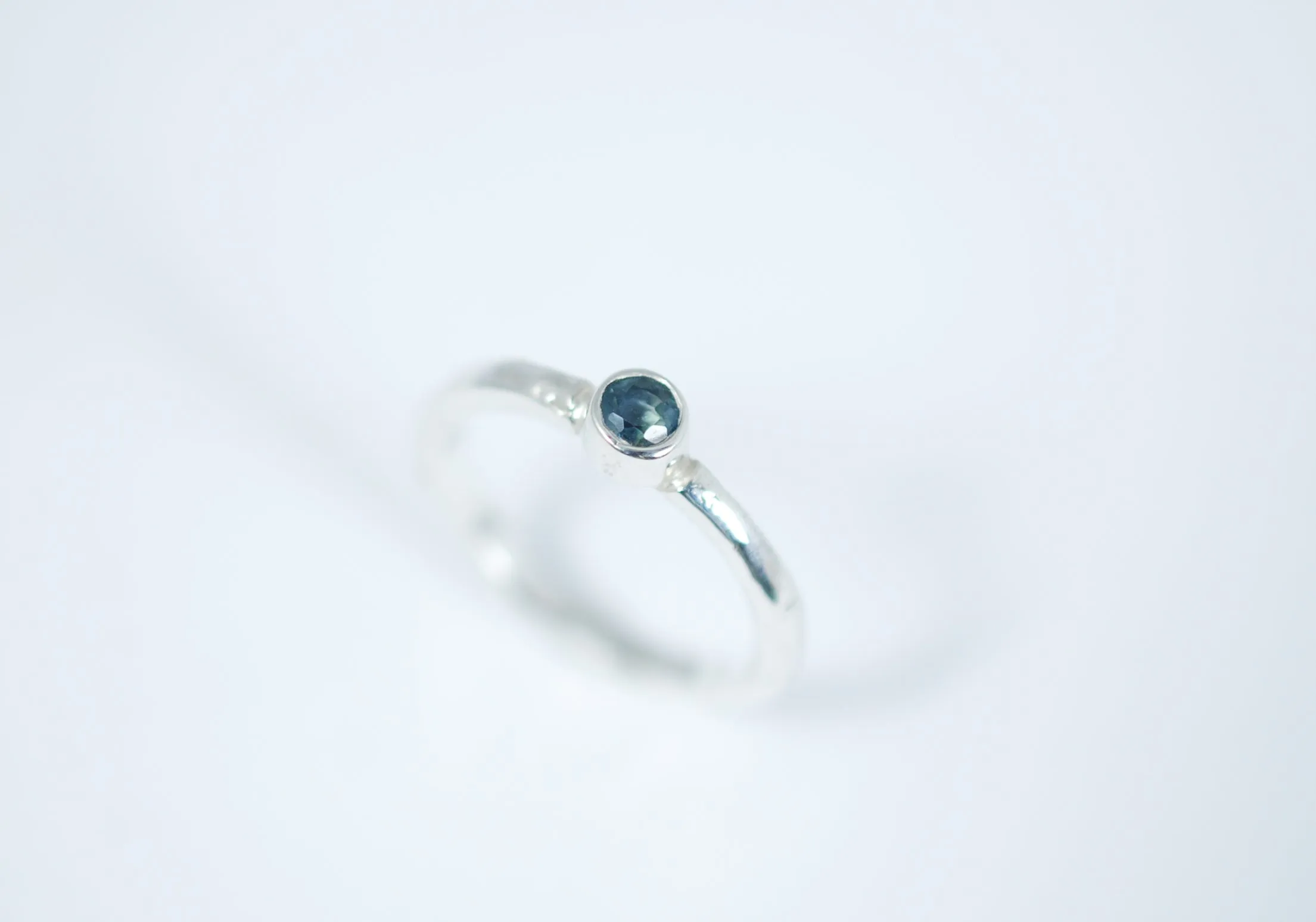 Silver stacking ring with beautiful Blue Sapphire.