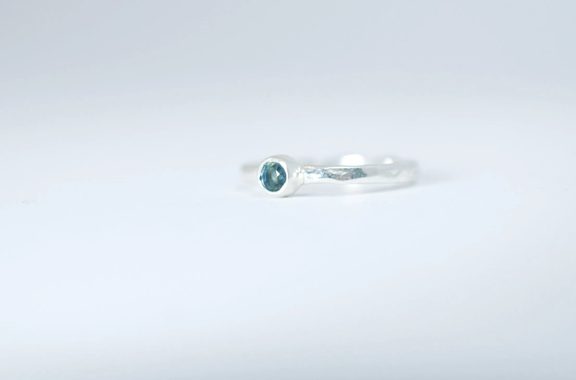 Silver stacking ring with beautiful Blue Sapphire.