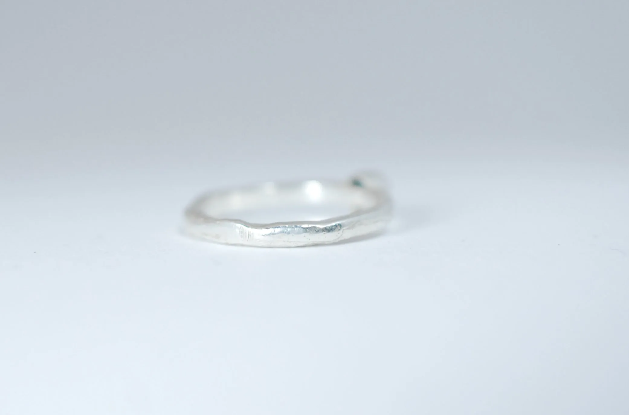 Silver stacking ring with beautiful Blue Sapphire.