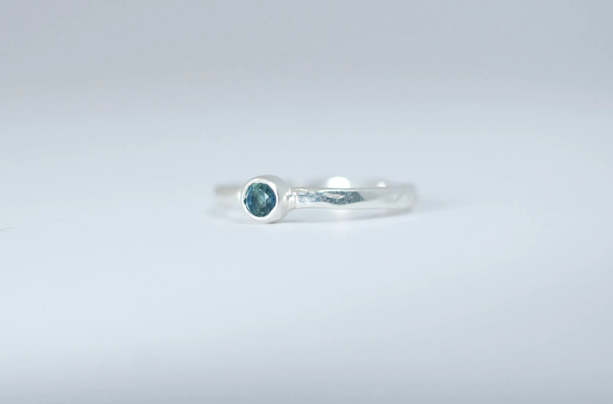 Silver stacking ring with beautiful Blue Sapphire.