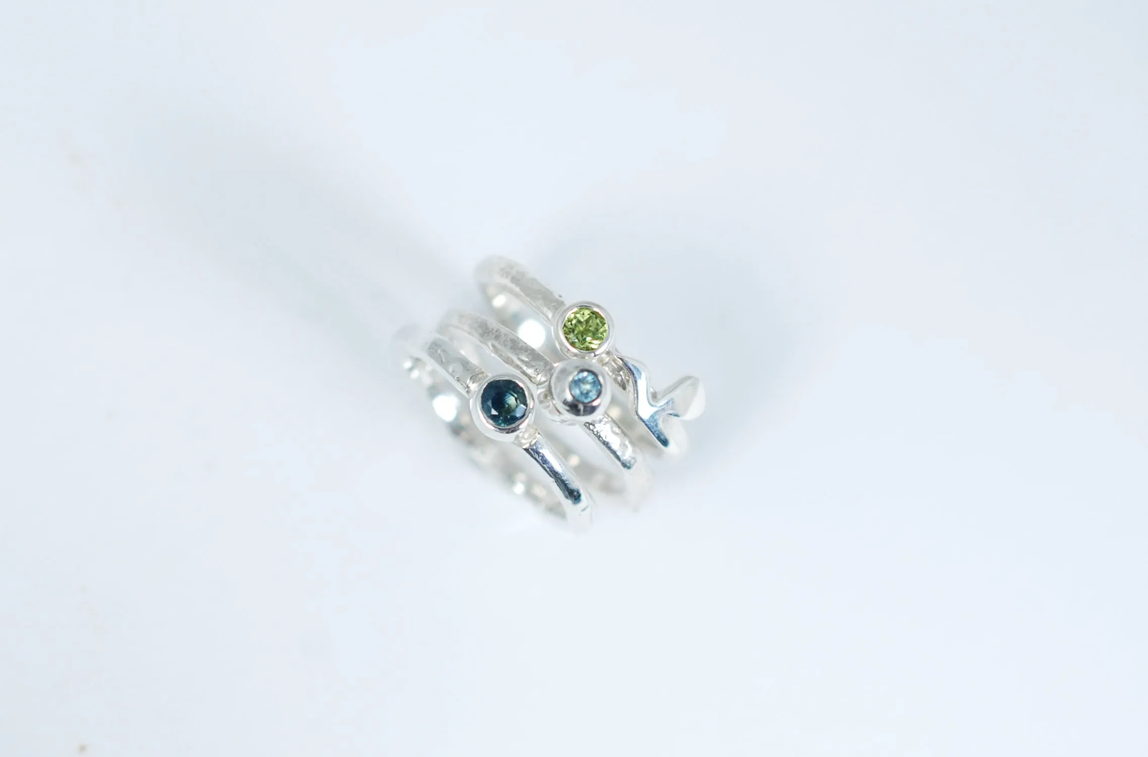 Silver stacking ring with beautiful Blue Sapphire.