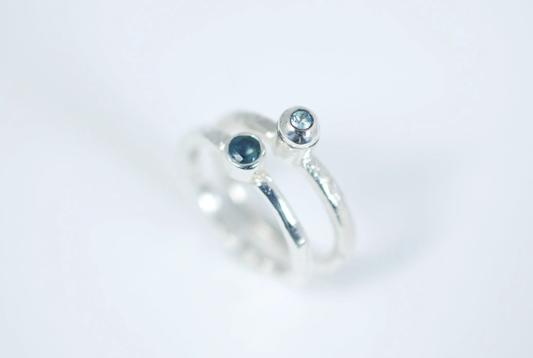 Silver stacking ring with beautiful Blue Sapphire.