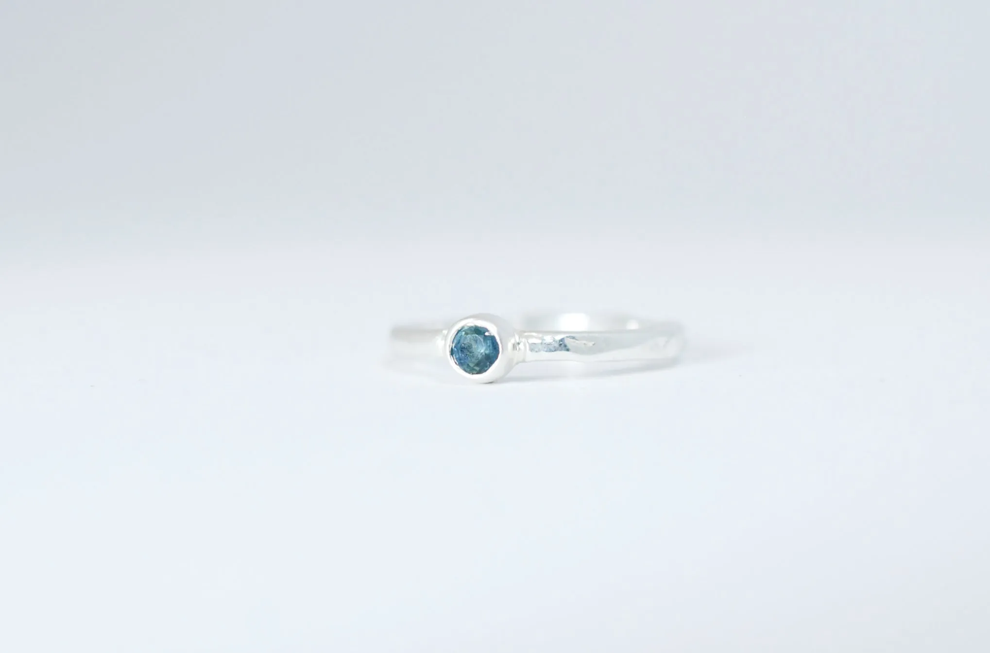 Silver stacking ring with beautiful Blue Sapphire.