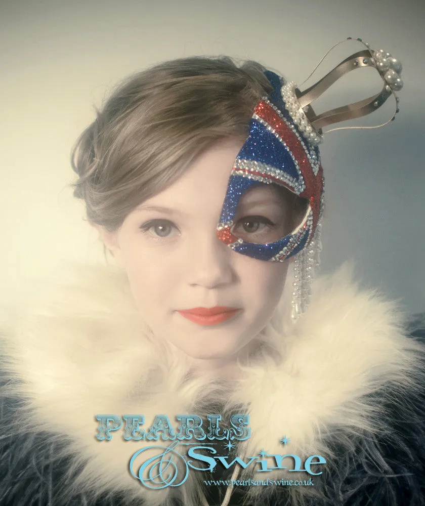 Union Jack half Mask Fascinator "Regency"