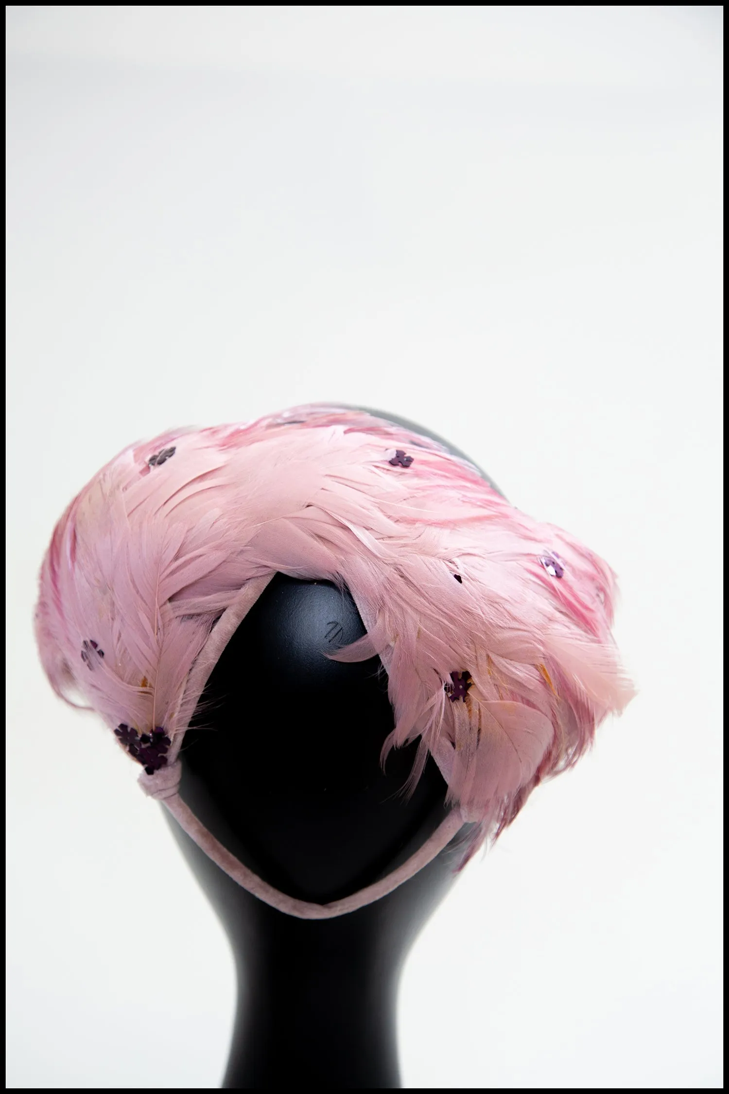 Vintage 1950s Pink Feather Hat