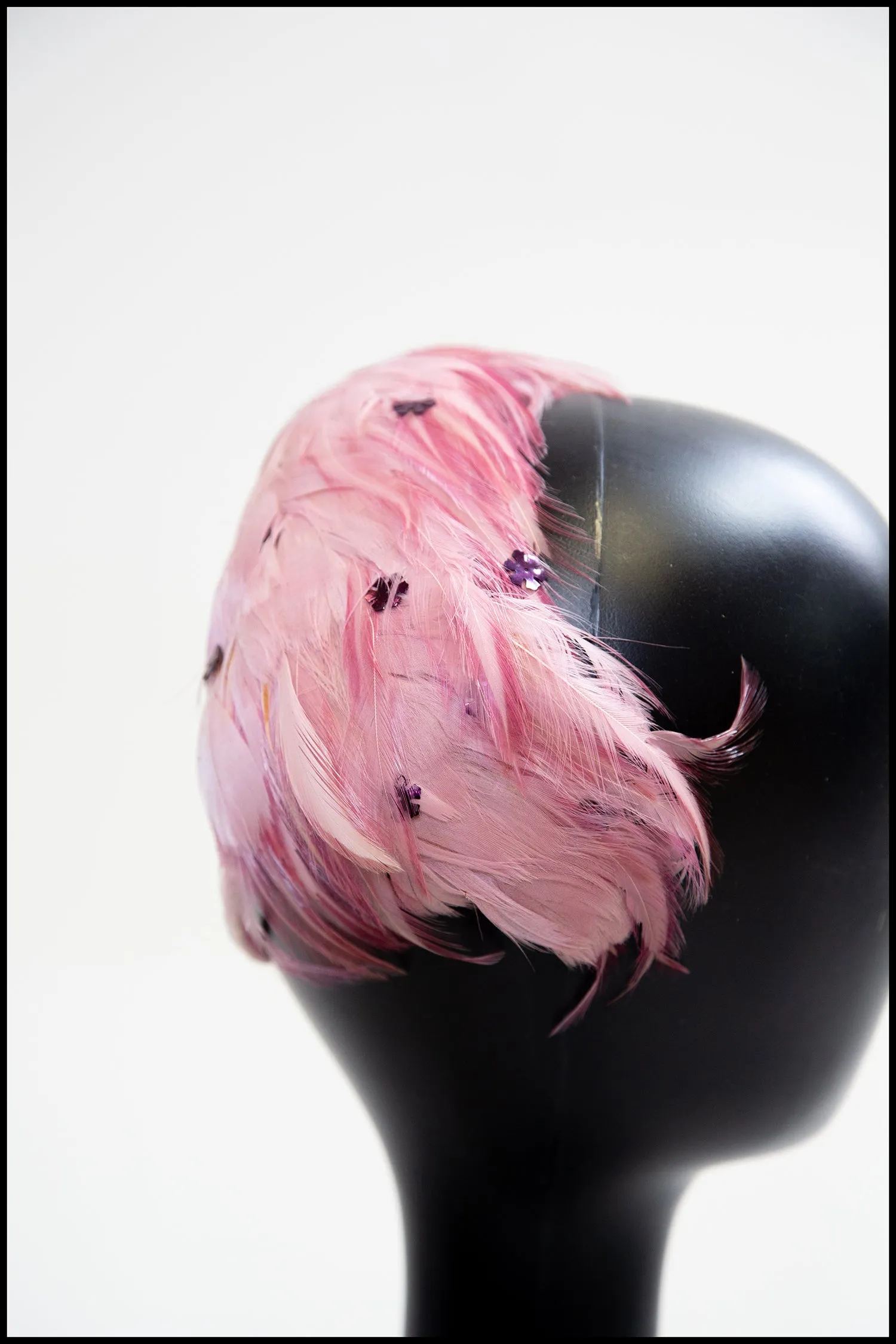 Vintage 1950s Pink Feather Hat